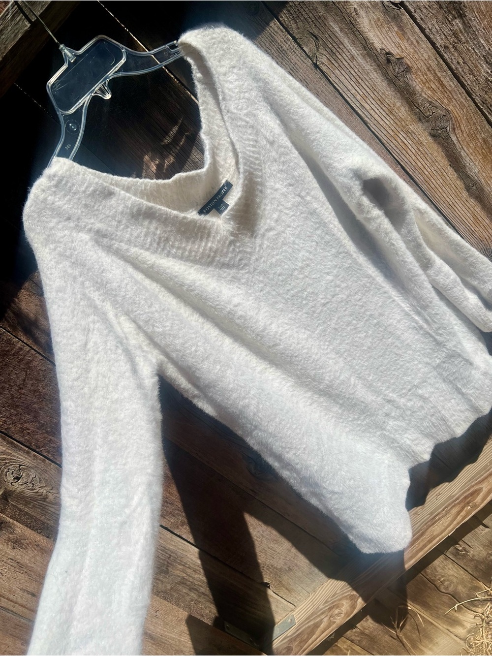 Boston Proper Cream Fuzzy Women’s Sweater